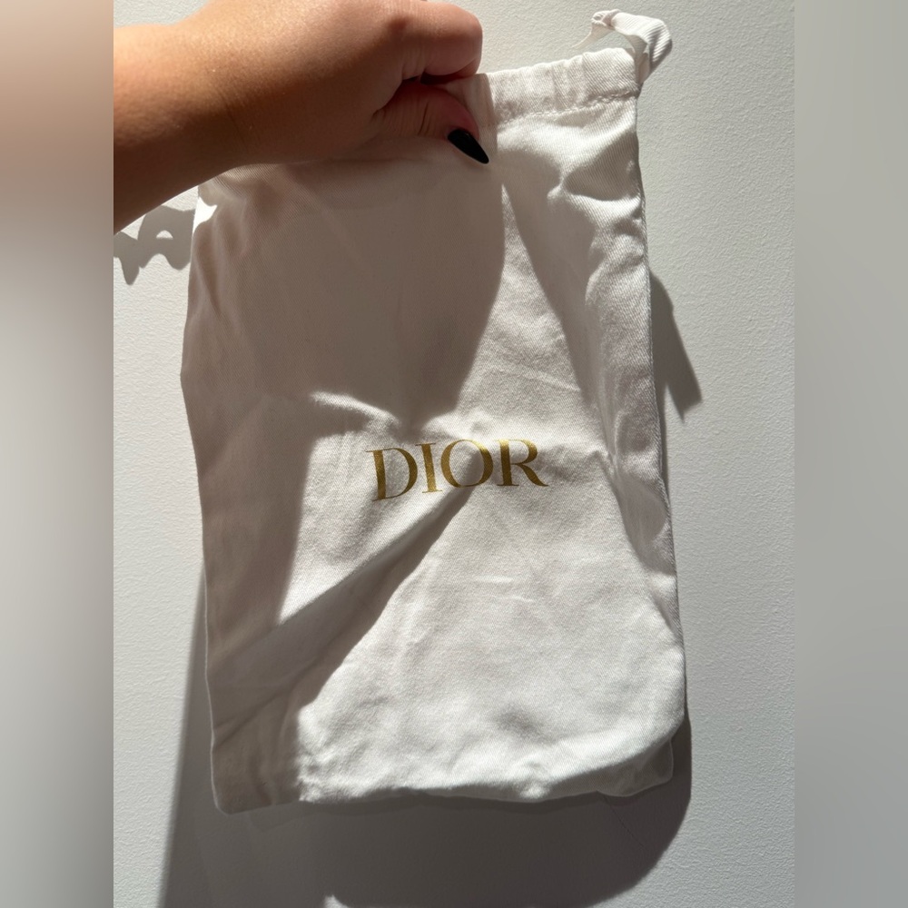 Dior White and Gold Logo Dust Bag